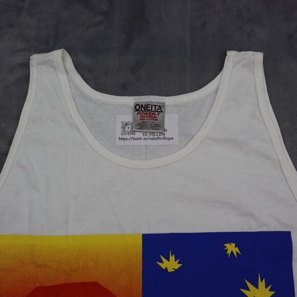 Oneita Power T Shirt Mens XL White Jazzercise Summer Crew Neck Sleeveless - Picture 10 of 14